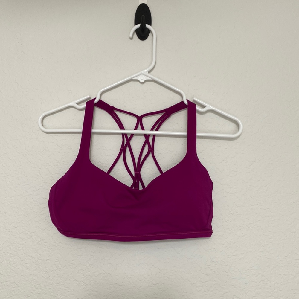 lululemon athletica strappy sports bra in magenta